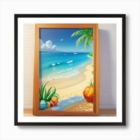 Default On The Beach 3 D Mosaic Painting Wall Art 2 Art Print