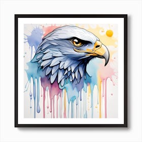 Eagle Watercolor Dripping Art Print