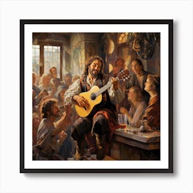 Bard Playing For The Crowd Art Print