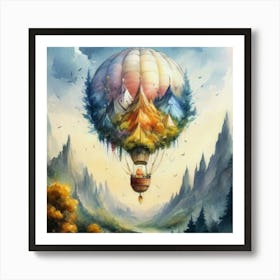 watercolor of a off white hot air balloon 6 Art Print