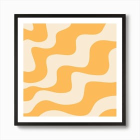 Yellow And White Wavy Pattern Art Print