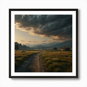 Photo Of Ultra Realistic Insane Illustration, A Landscape That Transmits Peace And Calm, Dramatic Light, Cinematic Lighting, Battered, Low Angle, Trending On Artstation, 4k 2 Art Print