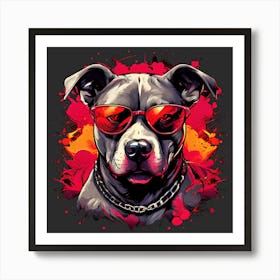 Pitbull In Sunglasses Affiche