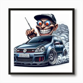 Vw Golf Cartoon Art Print