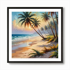 Sunday Palms beach Art Print Art Print