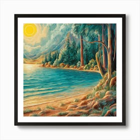 Sunset By The Lake 4 Art Print