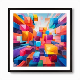 Abstract Cubes Art Print