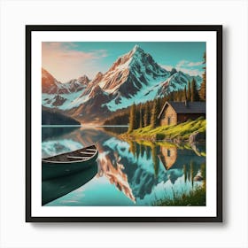 Canoe On Lake Art Print