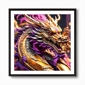 Orange Dragon Art Print