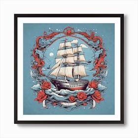 Ship In The Sea 1 Art Print