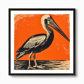 Retro Bird Lithograph Pelican 3 Art Print