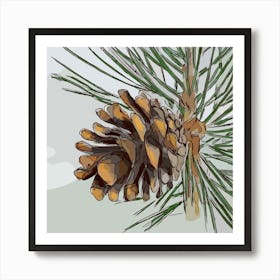 Cone Pine Tree Coniferous Branch Art Print