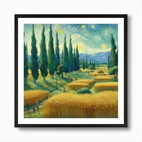 Van Gogh Painted A Wheat Field With Cypresses In The Amazon Rainforest 1 Art Print
