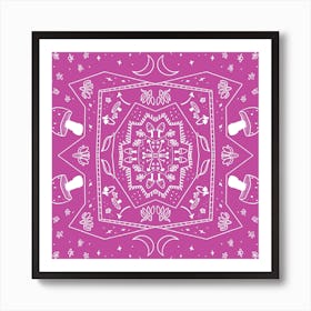 Inverter Crayon Mushrooms Purple Art Print