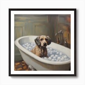 Dog In Bath 1 Art Print