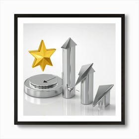 Business And Direction Icons In Three Dimensional Style Ascending Arrows Pointing Upwards Suggestin 2 1 Art Print