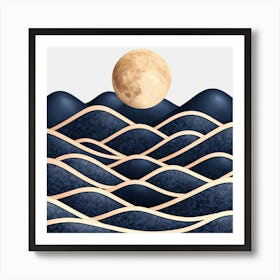 Moon And Waves 28 Art Print