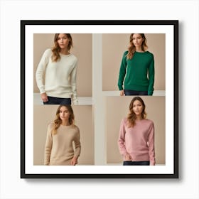 Four Women Wearing Sweaters Art Print