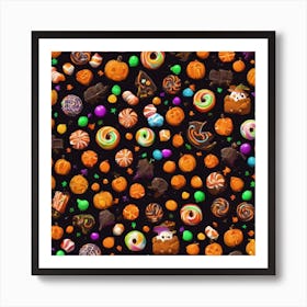 Halloween Candy Seamless Pattern Art Print