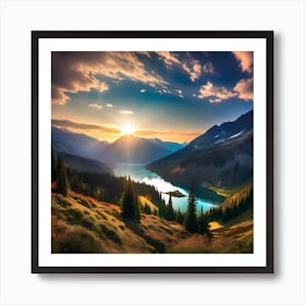 Sunset In The Mountains 127 Art Print