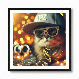 Hip Hop Cat Art Print