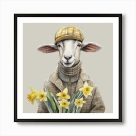 Daffodil Sheep Final Flattened Art Print