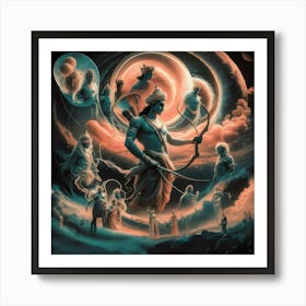 Cosmic Archer: Realms of Divine Harmony Art Print