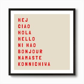 Hello Different Languages 01 Art Print