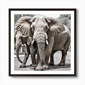 Elephants At The Zoo Art Print