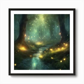 Fireflies In The Forest Art Print