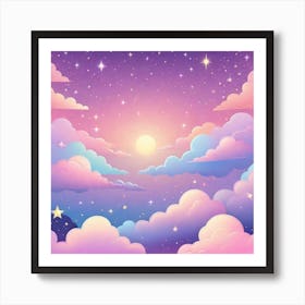Sky With Twinkling Stars In Pastel Colors Square Composition 285 Art Print