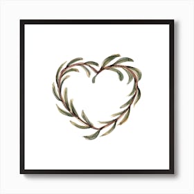 Olive Branch Heart Square Art Print