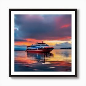 Sunset On A Ferry 30 Art Print