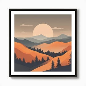 Misty mountains background in orange tone 14 Art Print