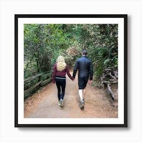 Couple Walking Down A Trail Art Print