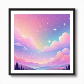 Sky With Twinkling Stars In Pastel Colors Square Composition 131 Art Print