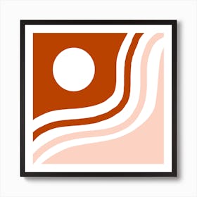 Pink And Brown Sun And Waves Art Print