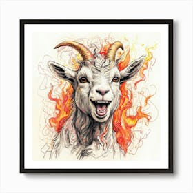 Goat In Flames 30 Art Print