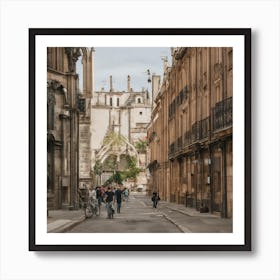 Street Scene In Barcelona Art Print