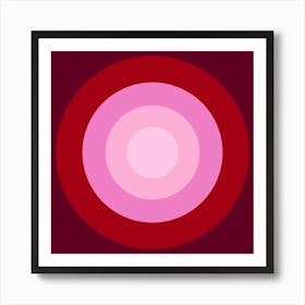 Abstract Pink and Red Circle Pattern Art Print