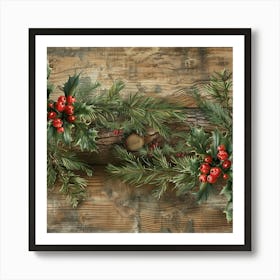 Yule Inspired Banner Texture With Mistletoe 3 Art Print