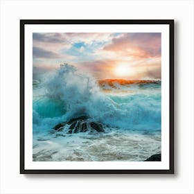 Sunset Over The Ocean Art Print