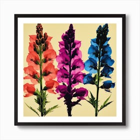 Andy Warhol Style Pop Art Flowers Aconitum 4 Square Art Print