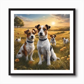 Jack Russell Terriers landscape Art Print