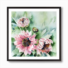 Pink Sunflowers Art Print