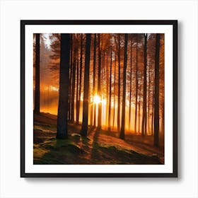 Sunrise In The Forest 32 Art Print