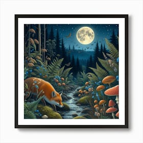 Fox and forest 2 Art Print