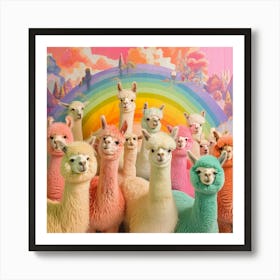 Rainbow Pastel Alpacas 2 Art Print