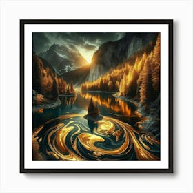 Golden Swirls 2 Art Print