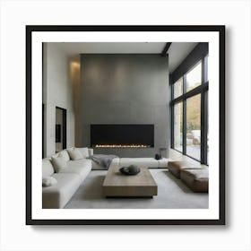 Modern Living Room With Fireplace 4 Art Print